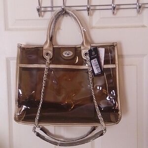 Dasein Elegant Transparent Tote Bag with Chain Handles